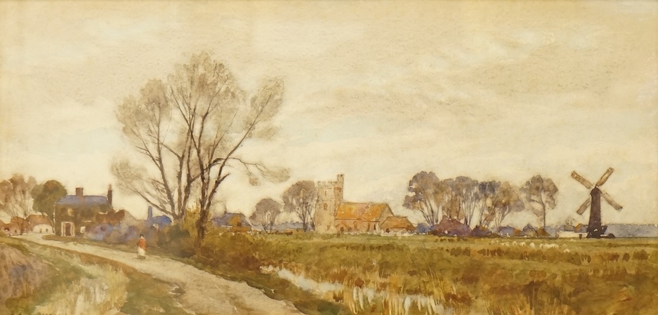 Herbert Menzies Marshall (1841-1913), 'In the heart of the marshland', signed, inscribed label verso and Christie's stencil 52CB verso, watercolour, 17 x 34cm